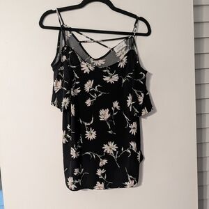 2/$10 Kaileigh Black Floral Cold Shoulder Top